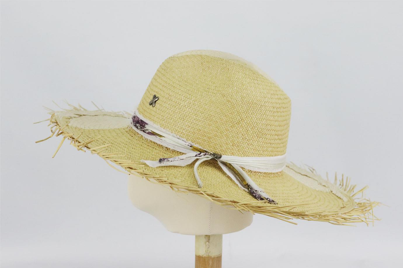Lidrow Fringed Ribbon Trimmed Straw Hat Medium In Excellent Condition In London, GB