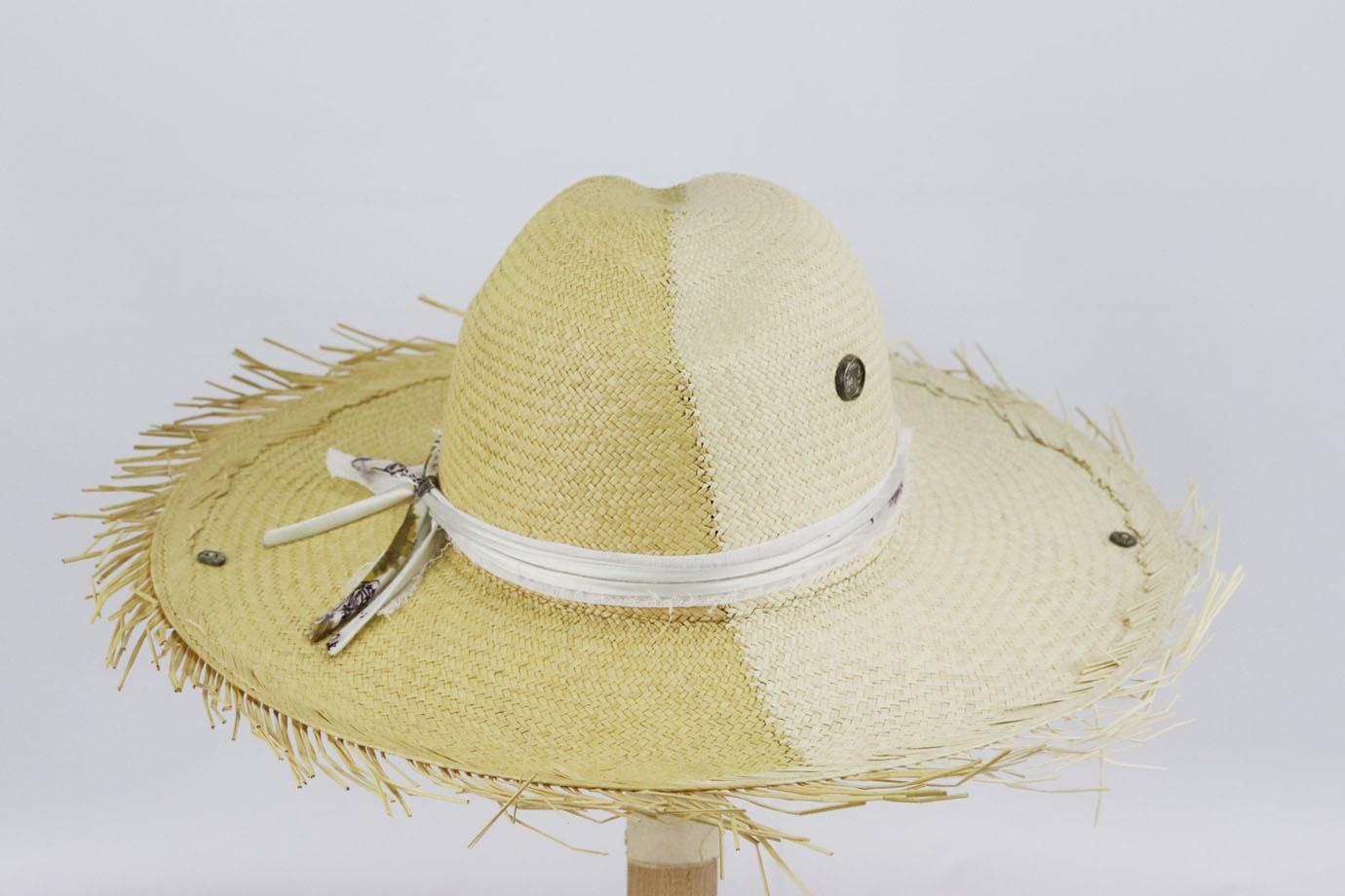 Women's Lidrow Fringed Ribbon Trimmed Straw Hat Medium