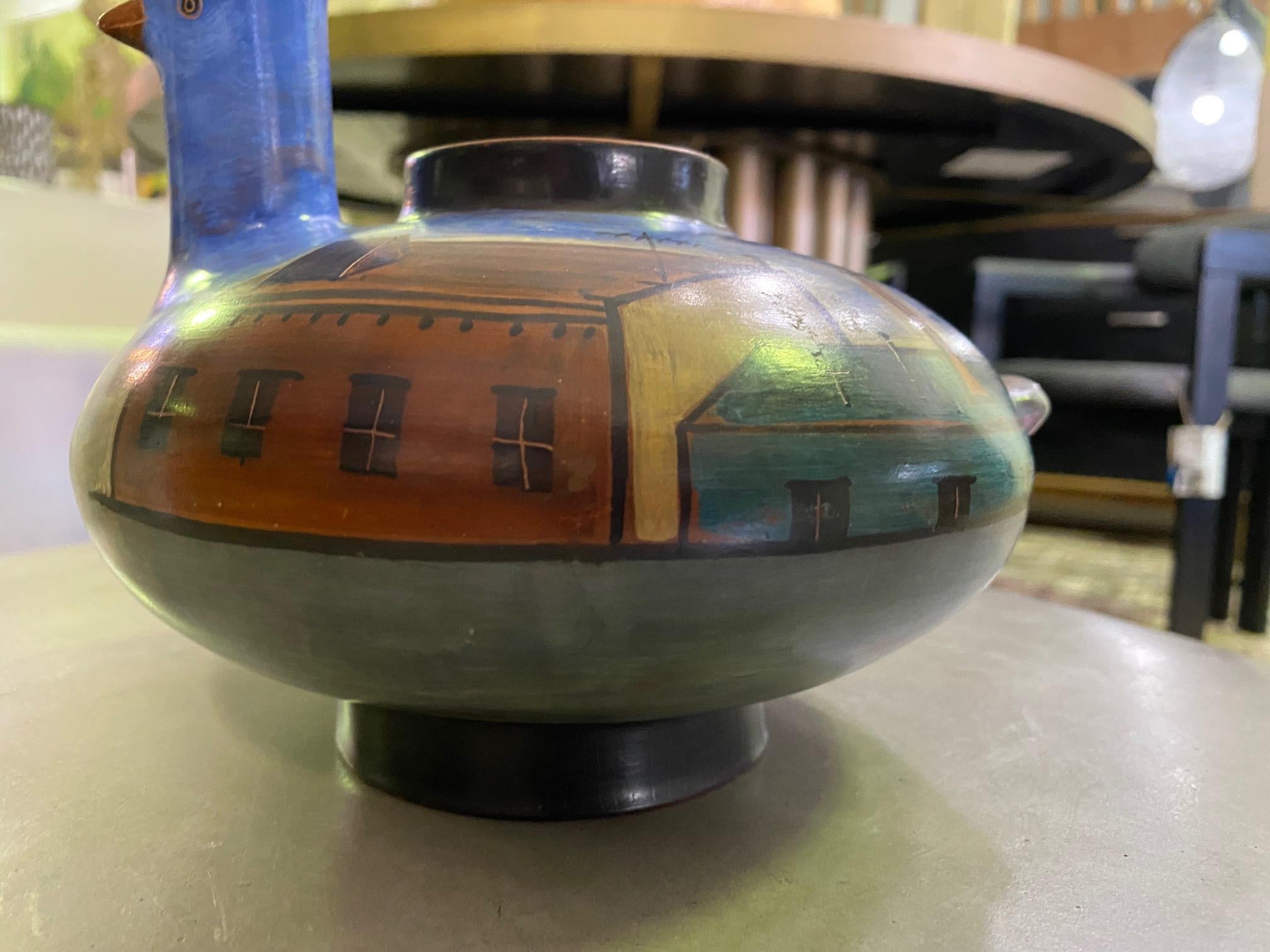 Lidya Buzio firmata dall'artista newyorkese, vaso in ceramica dipinto a mano, 1980 in vendita 2
