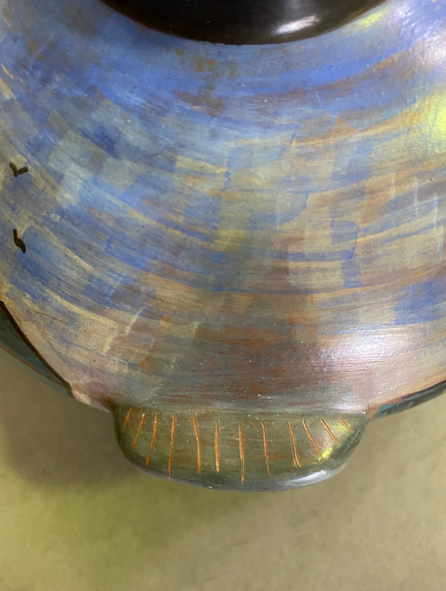 Lidya Buzio firmata dall'artista newyorkese, vaso in ceramica dipinto a mano, 1980 in vendita 5