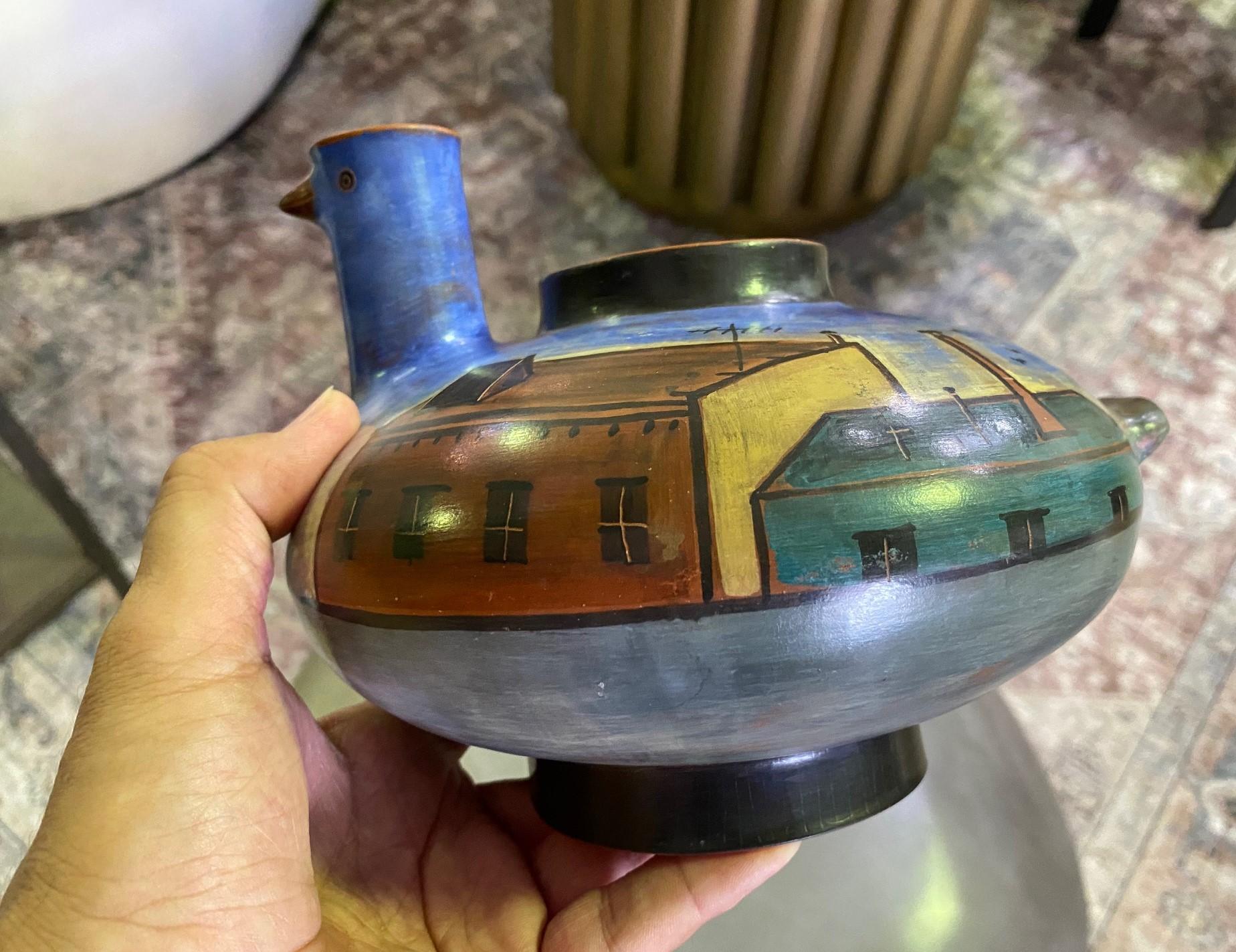 Lidya Buzio firmata dall'artista newyorkese, vaso in ceramica dipinto a mano, 1980 in vendita 8