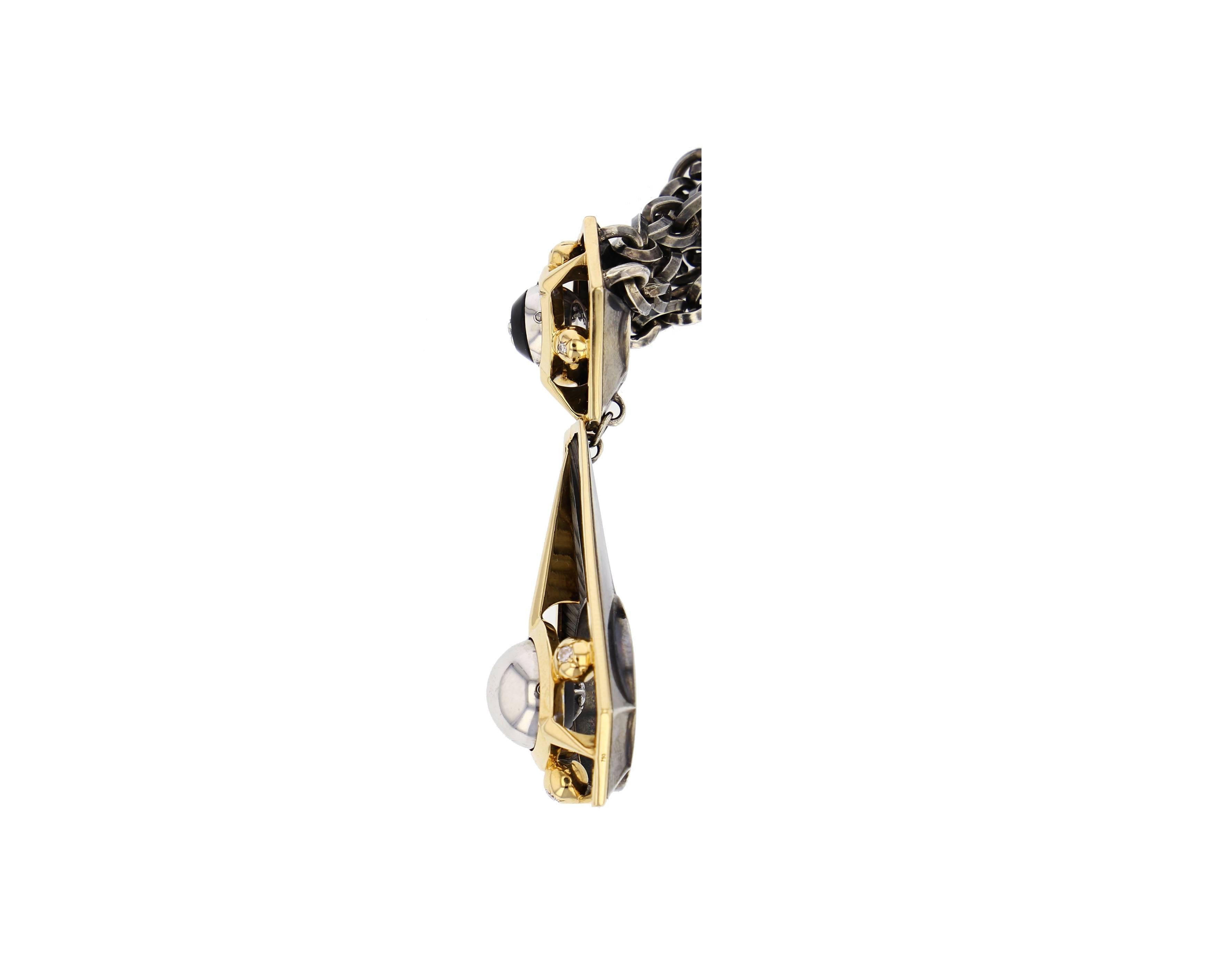 Élie Top Étoile Mysterieuse Collier Cravate or Jaune Onyx Diamants In New Condition For Sale In Paris, FR