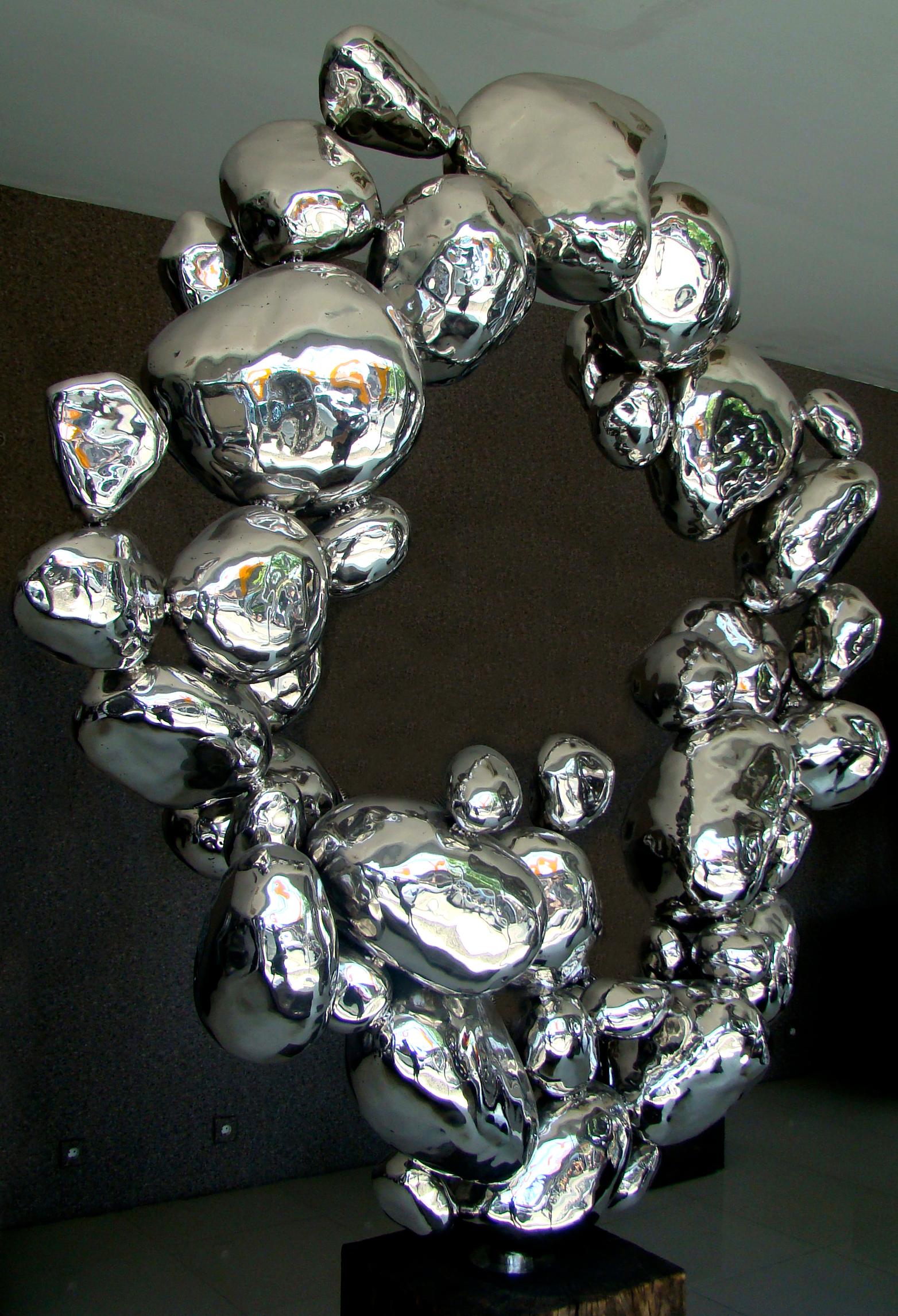 Air - 21. Jahrhundert, Zeitgenössisch, Abstrakte Skulptur, Edelstahl (Schwarz), Abstract Sculpture, von Liechennay