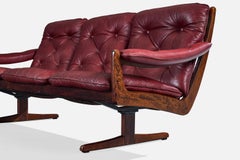 Lied Møbler, Sofa, Pine, Leather, Norway, 1970s