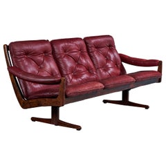 Lied Møbler, Sofa, Pine, Leather, Norway, 1970s