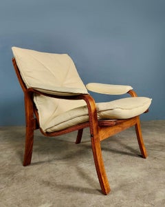 Lied Mobler Of Norway Armchair Leather Teak Mid Century Vintage Retro MCM