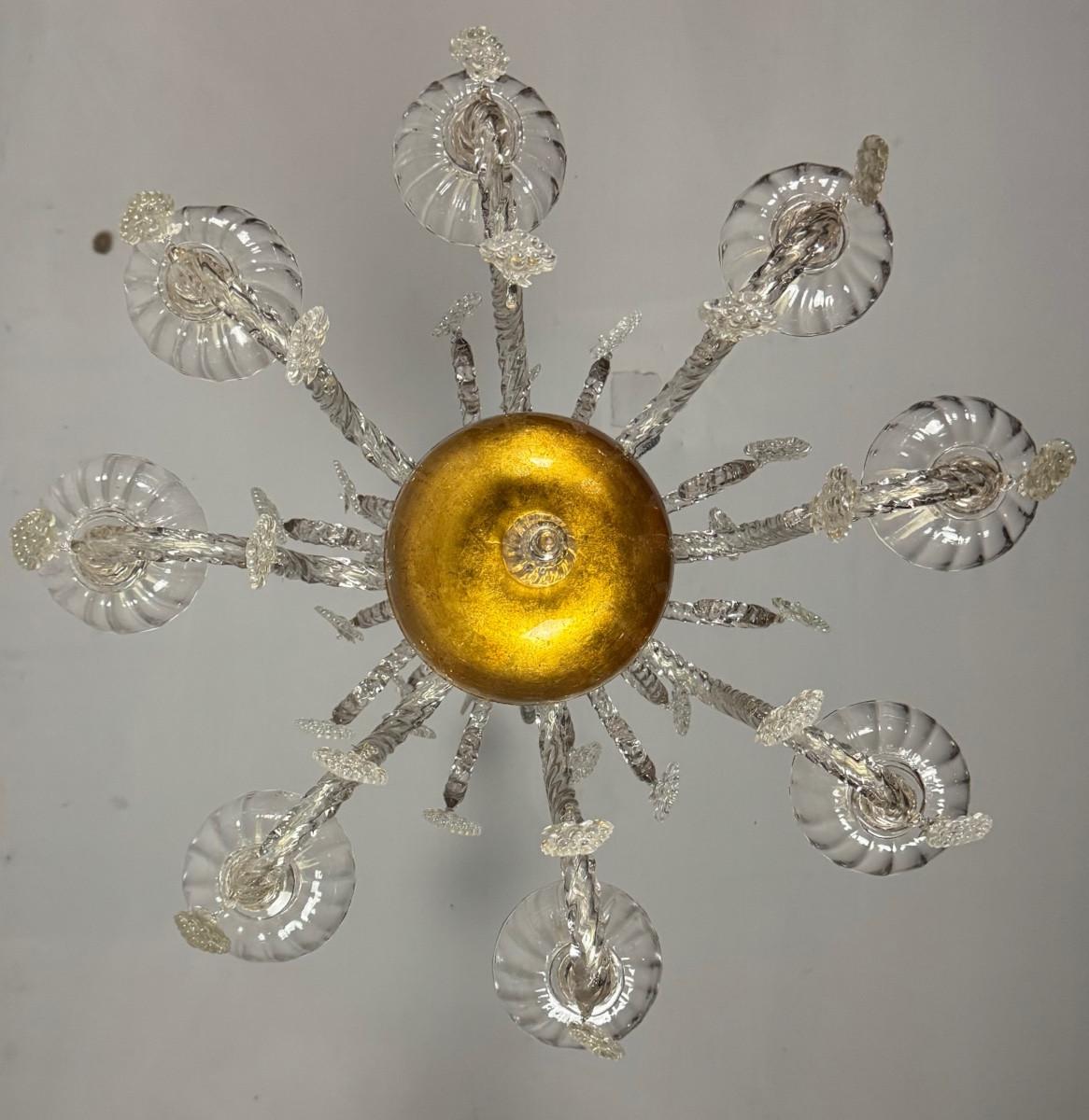 Lampadario Liegi in vetro soffiato, modellato e pizzicato, circa 1900 in vendita 5