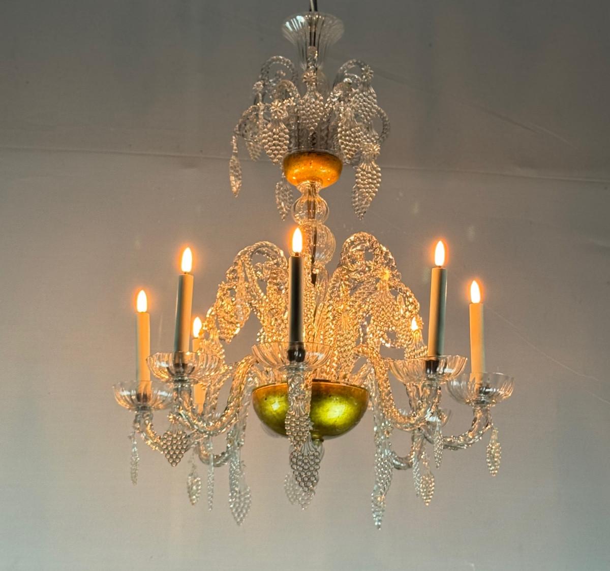 Lampadario Liegi in vetro soffiato, modellato e pizzicato, circa 1900 in vendita 6
