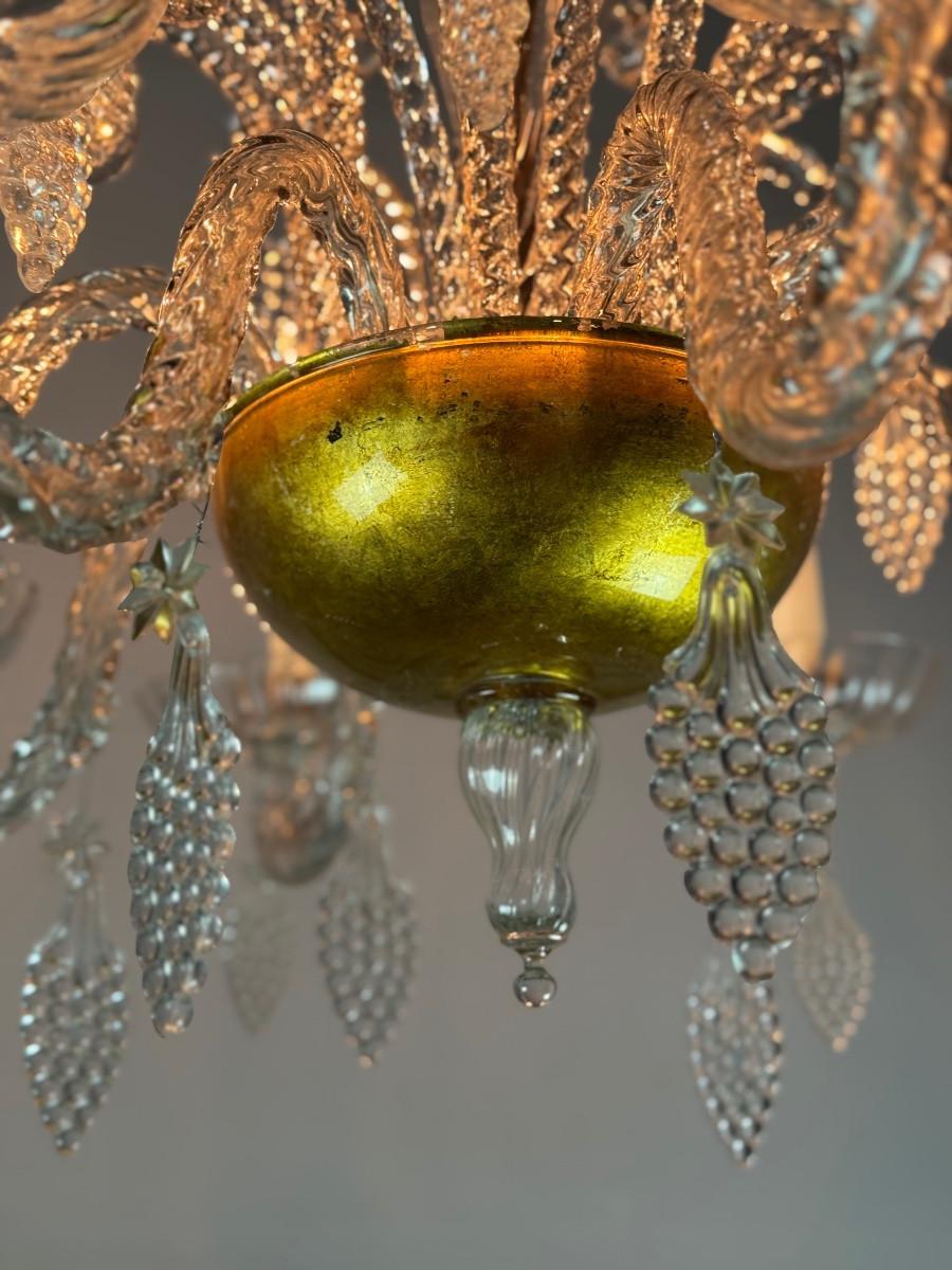 Art Déco Lampadario Liegi in vetro soffiato, modellato e pizzicato, circa 1900 in vendita