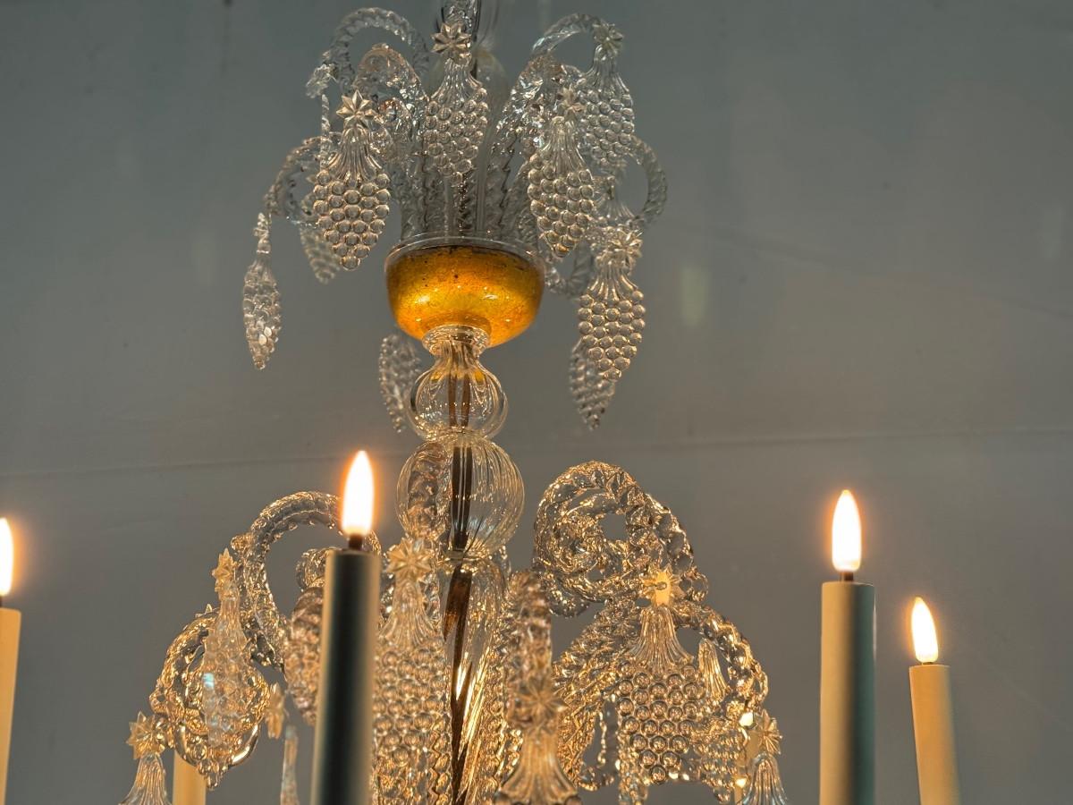 Lampadario Liegi in vetro soffiato, modellato e pizzicato, circa 1900 in vendita 1