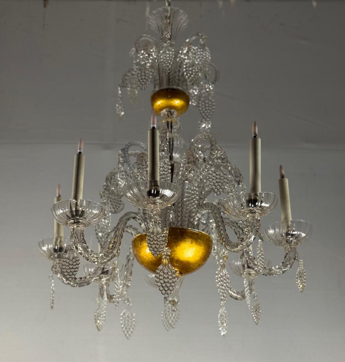 Lampadario Liegi in vetro soffiato, modellato e pizzicato, circa 1900 in vendita 3