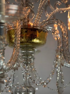 Liégeois Chandelier In Blown Glass And Cut Crystals, 6 Arms Of Light