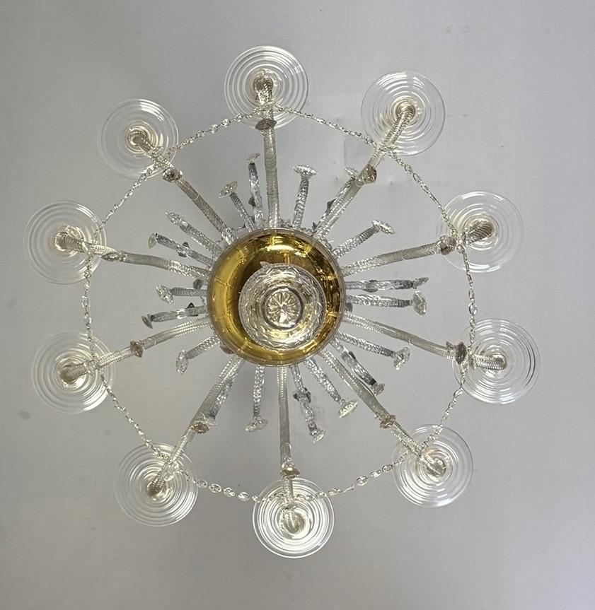 Liégeois Crystal And Glass Chandelier Cut On Two Levels, 10 Light Arms For Sale 4