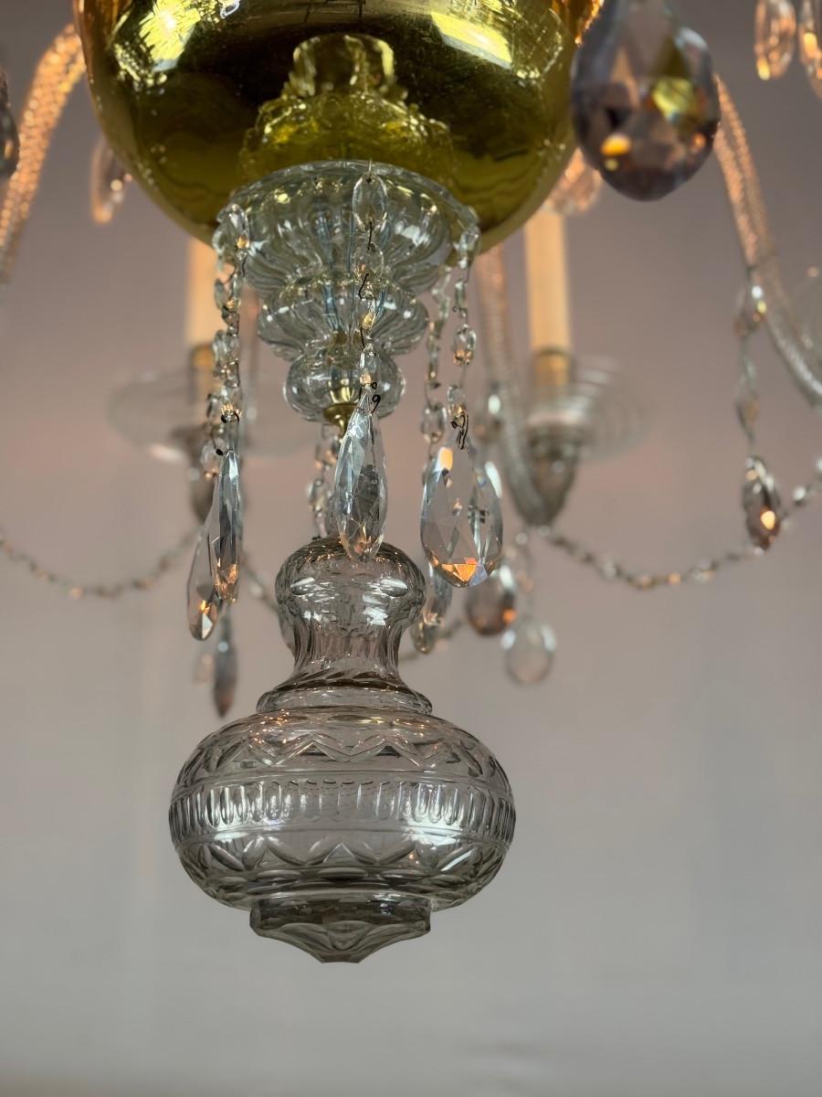 Liégeois Crystal And Glass Chandelier Cut On Two Levels, 10 Light Arms For Sale 5
