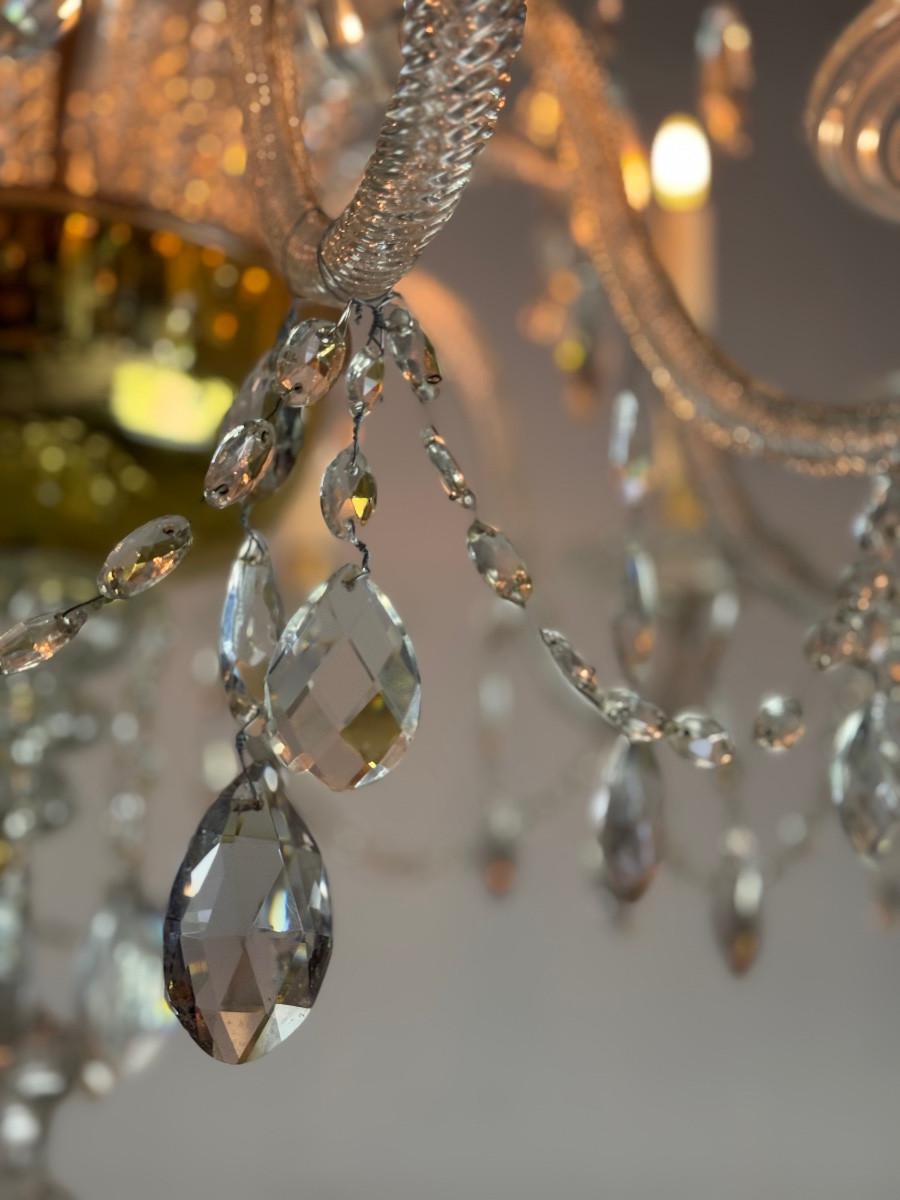 Liégeois Crystal And Glass Chandelier Cut On Two Levels, 10 Light Arms For Sale 3