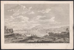 Vue d'une partie du Lac de Geneve, Suiza, grabado, hacia 1780