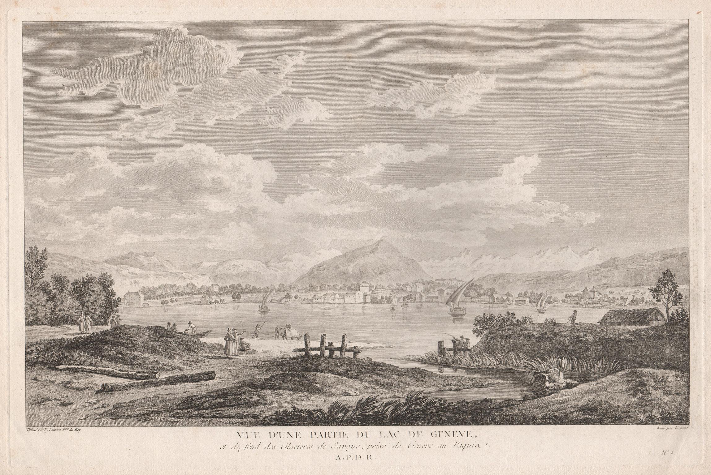 Vue d'une partie du Lac de Geneve, Schweiz, Kupferstich, um 1780