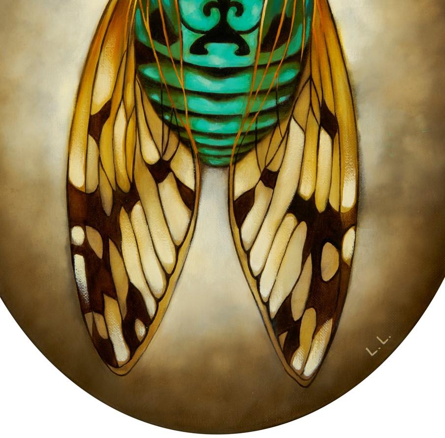 Cicada, 2020. Peinture à l'huile sur toile 30 x 24 cm  - Contemporain Painting par Liene Liepina 