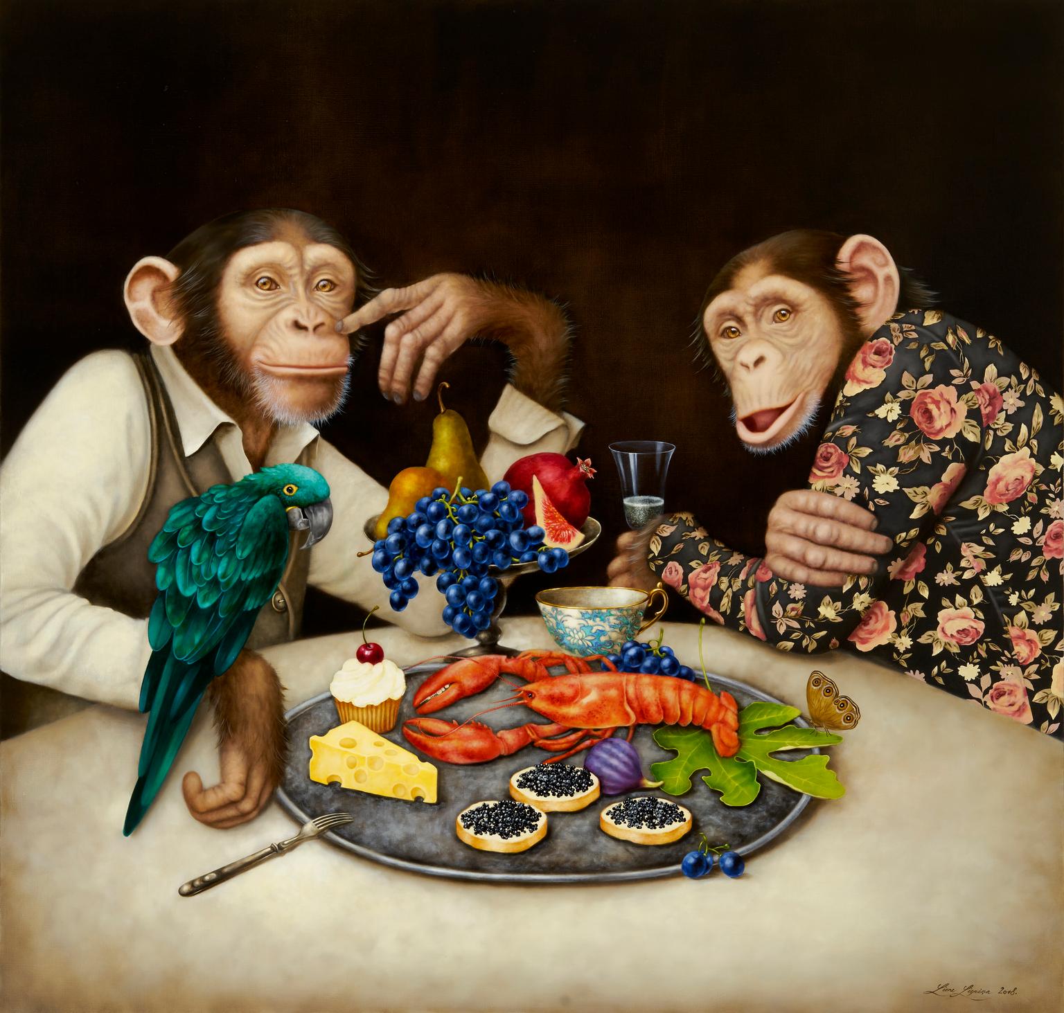 Liene Liepina  Animal Painting - La dolce vita, 2020. Oil on canvas, 110 x 115 cm 