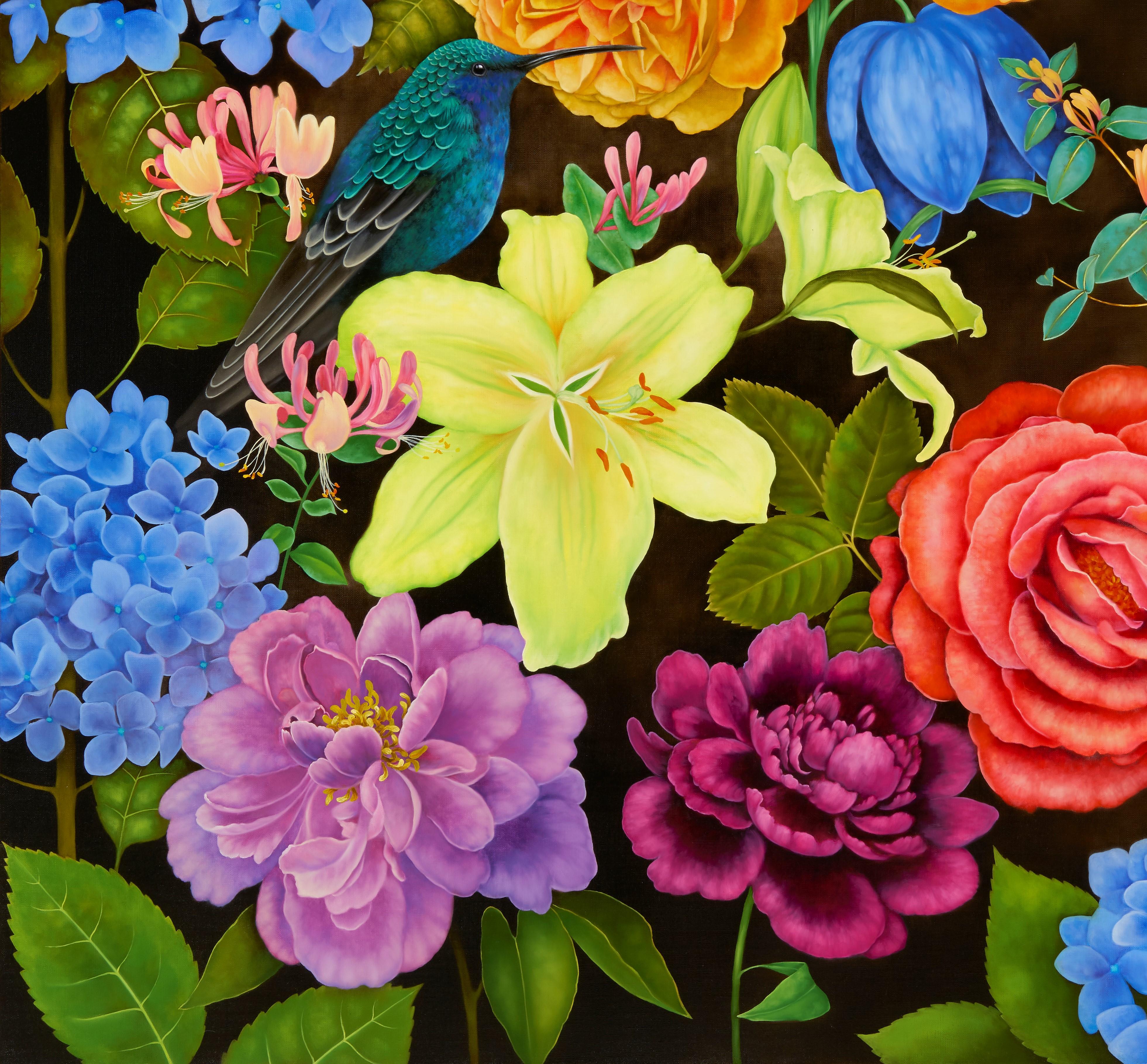 Queen's Garden, 2020. Olio su tela, 120 x 150 cm - Animal Painting Marrone di Liene Liepina 