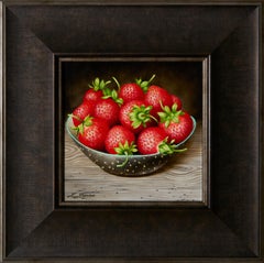 Strawberries from Rauna, 2020. Oil, canvas, cardboard, 18 x 17,7cm 