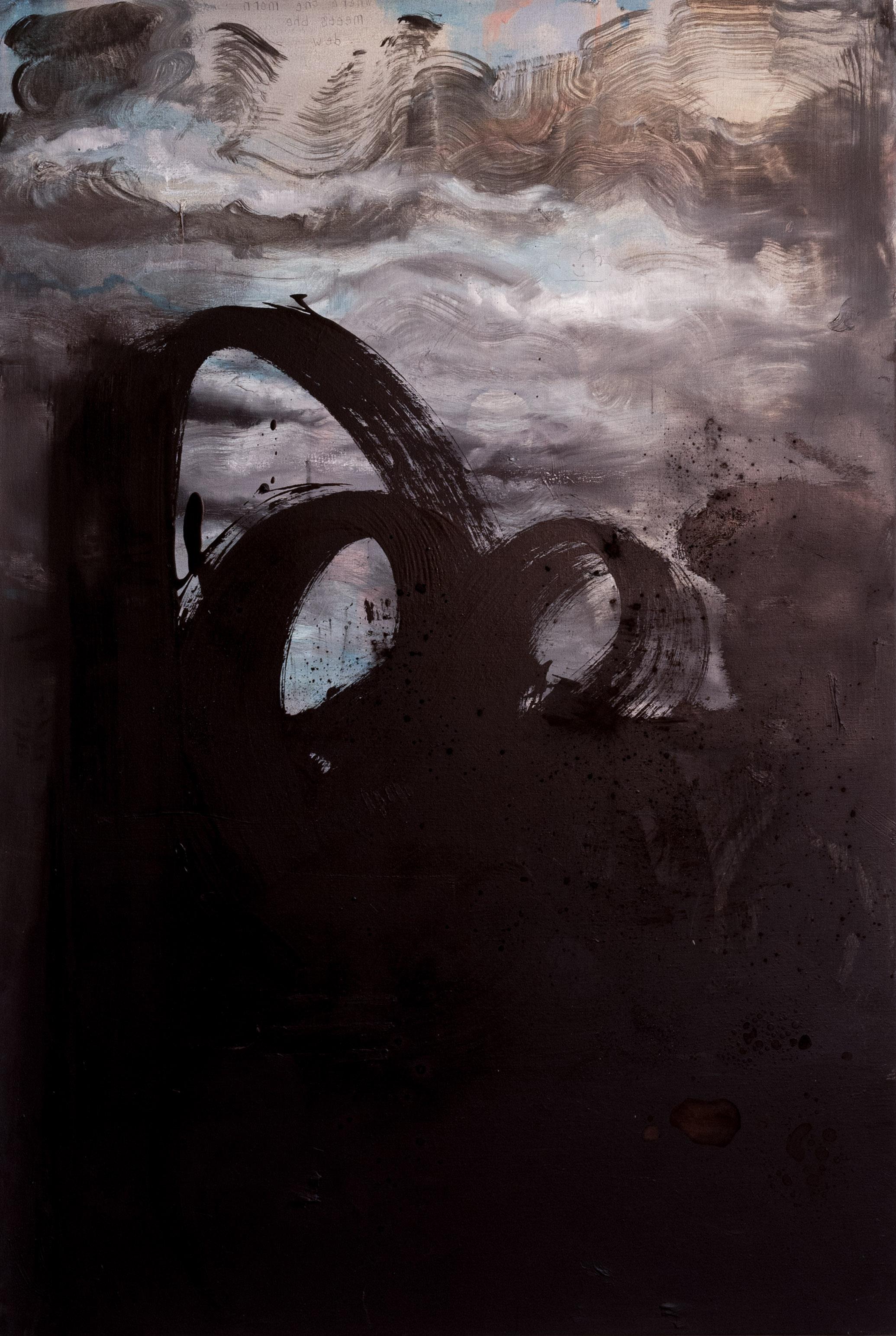 'Woesterer' - oil on canvas painting of abstract clouds - Painting by Lies Casier