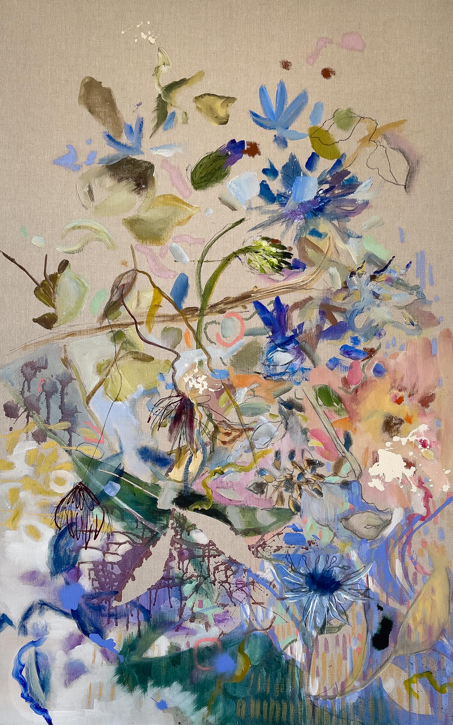 Gioca in blu fiordaliso - Mixed Media Art di Lies Goemans