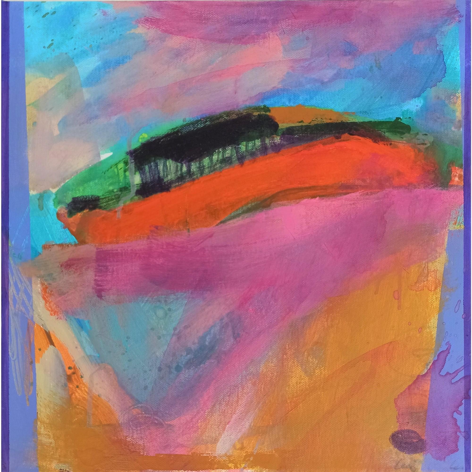 Liese Webley Abstract Painting - Budleigh Pink and Orange 