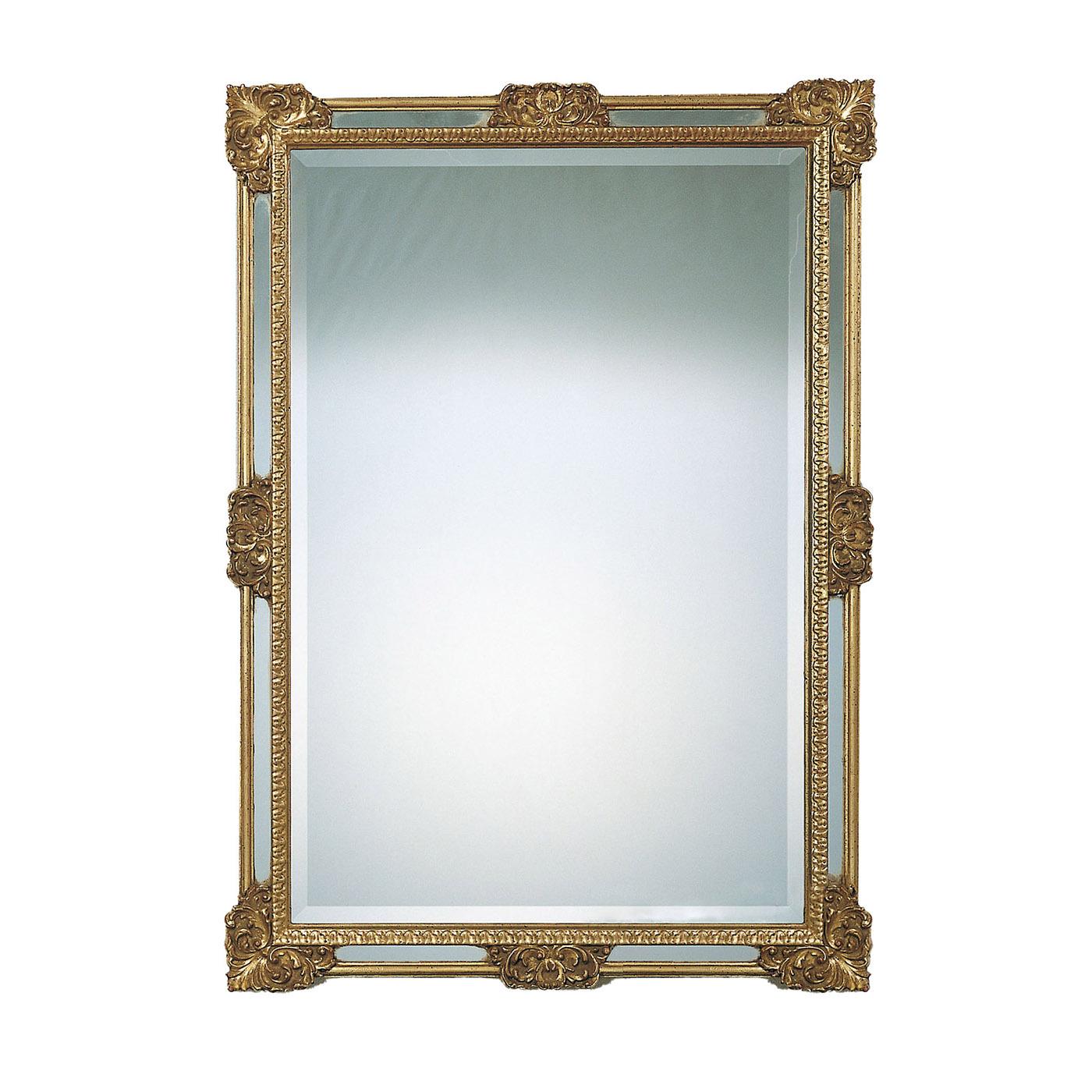 The refinement and opulence of the 18th-century Florentine style are splendidly exemplified by this superb wall mirror. Painstakingly carved by hand and finished with antique gold metal leaf, the wooden frame boasts a luxurious design that