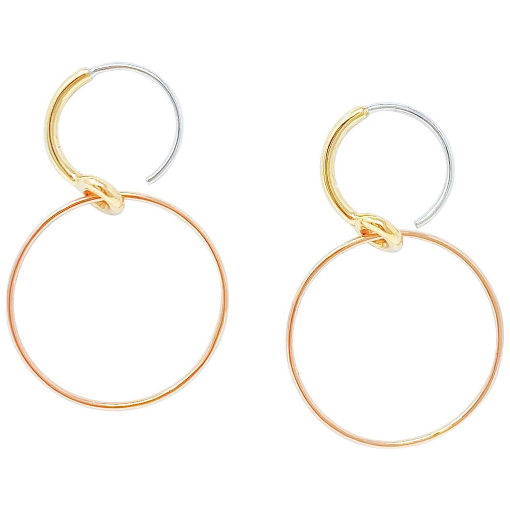 Líeu Destin Earrings in 14k Yellow Gold, 14k Rose Gold, and 14k White Gold For Sale