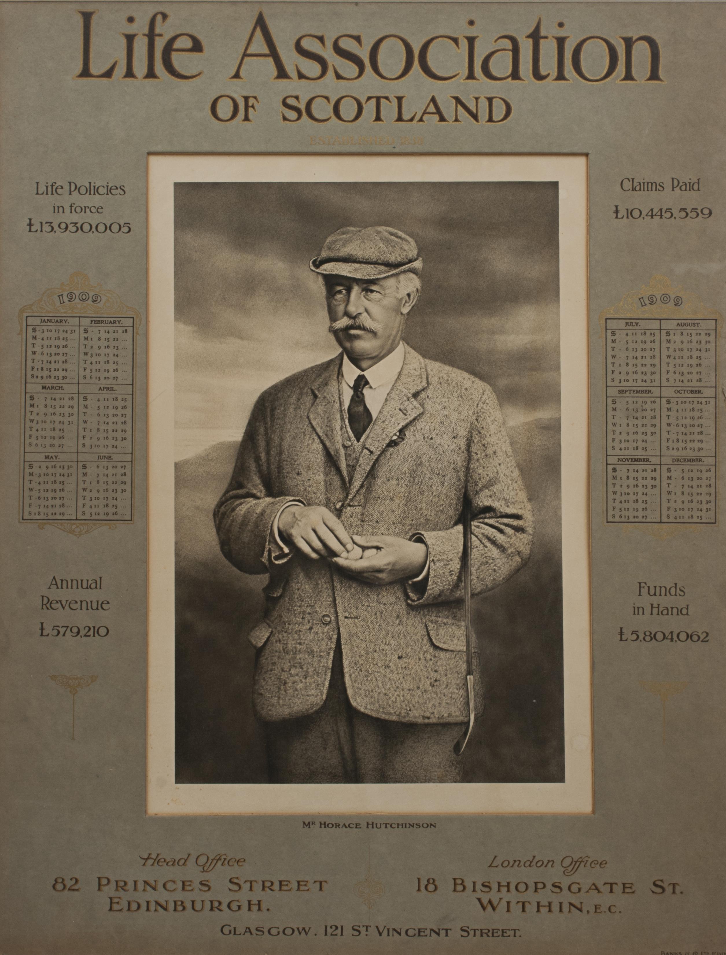 Sporting Art Life Association Calendar 1909, Mr Horace Hutchinson For Sale