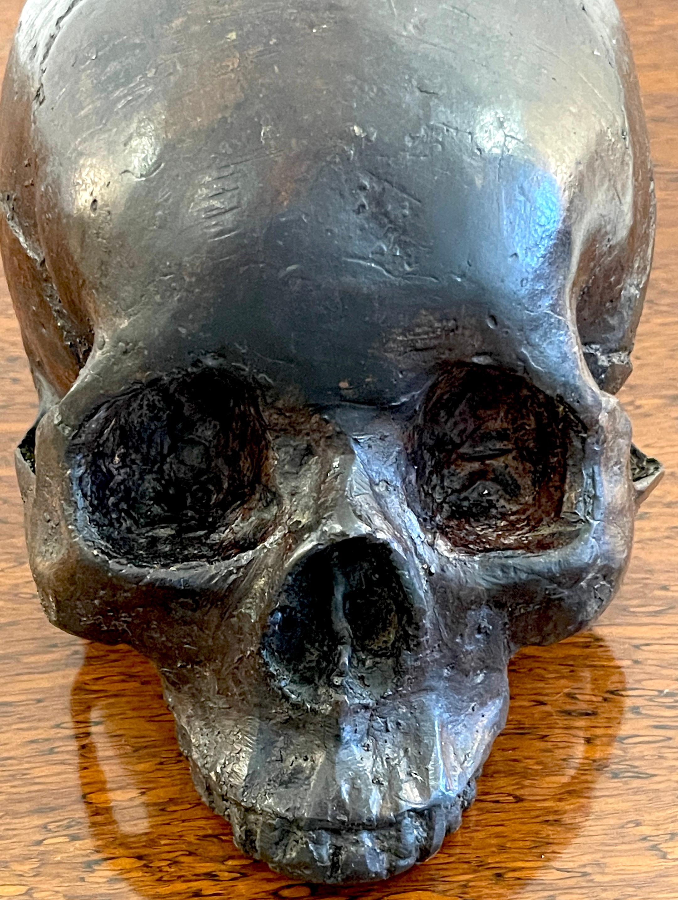 Life Cast Bronze Model/Sculpture of a Human Skull For Sale 5