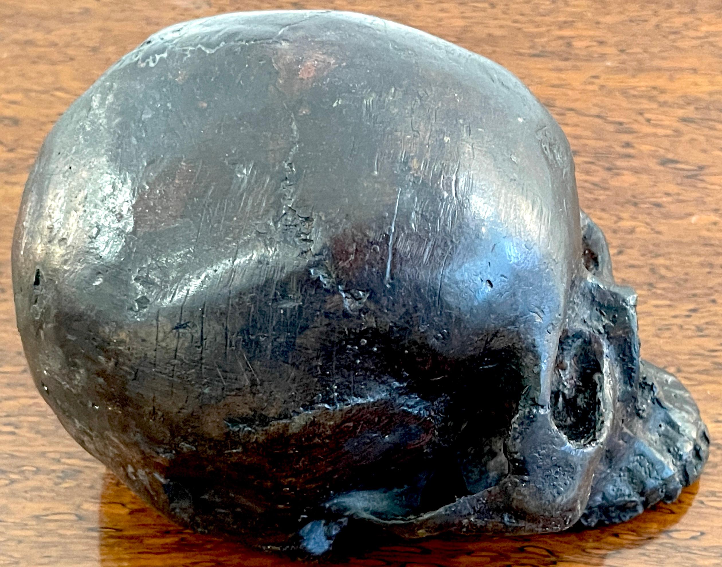 Life Cast Bronze Model/Sculpture of a Human Skull For Sale 6