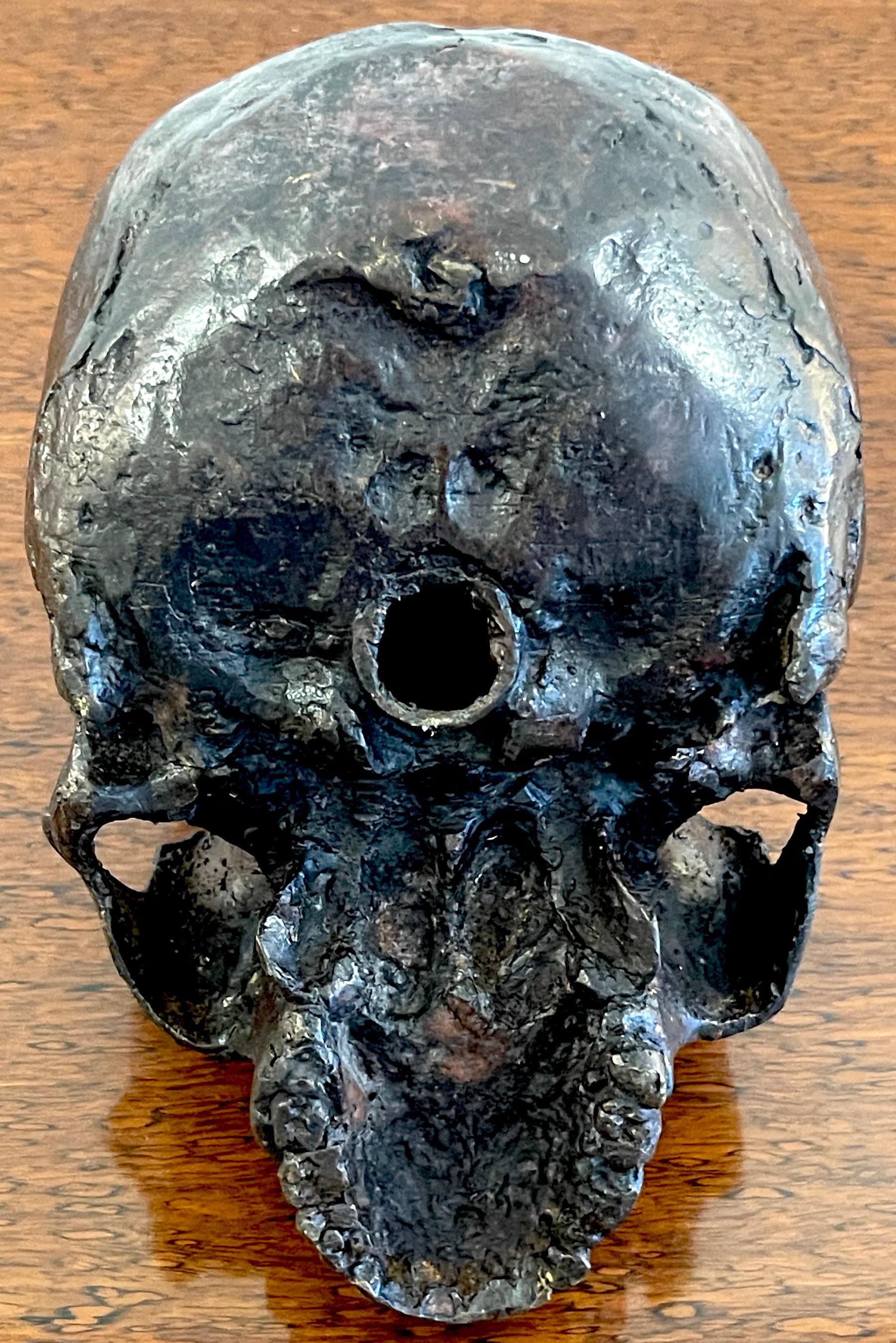 Life Cast Bronze Model/Sculpture of a Human Skull For Sale 9