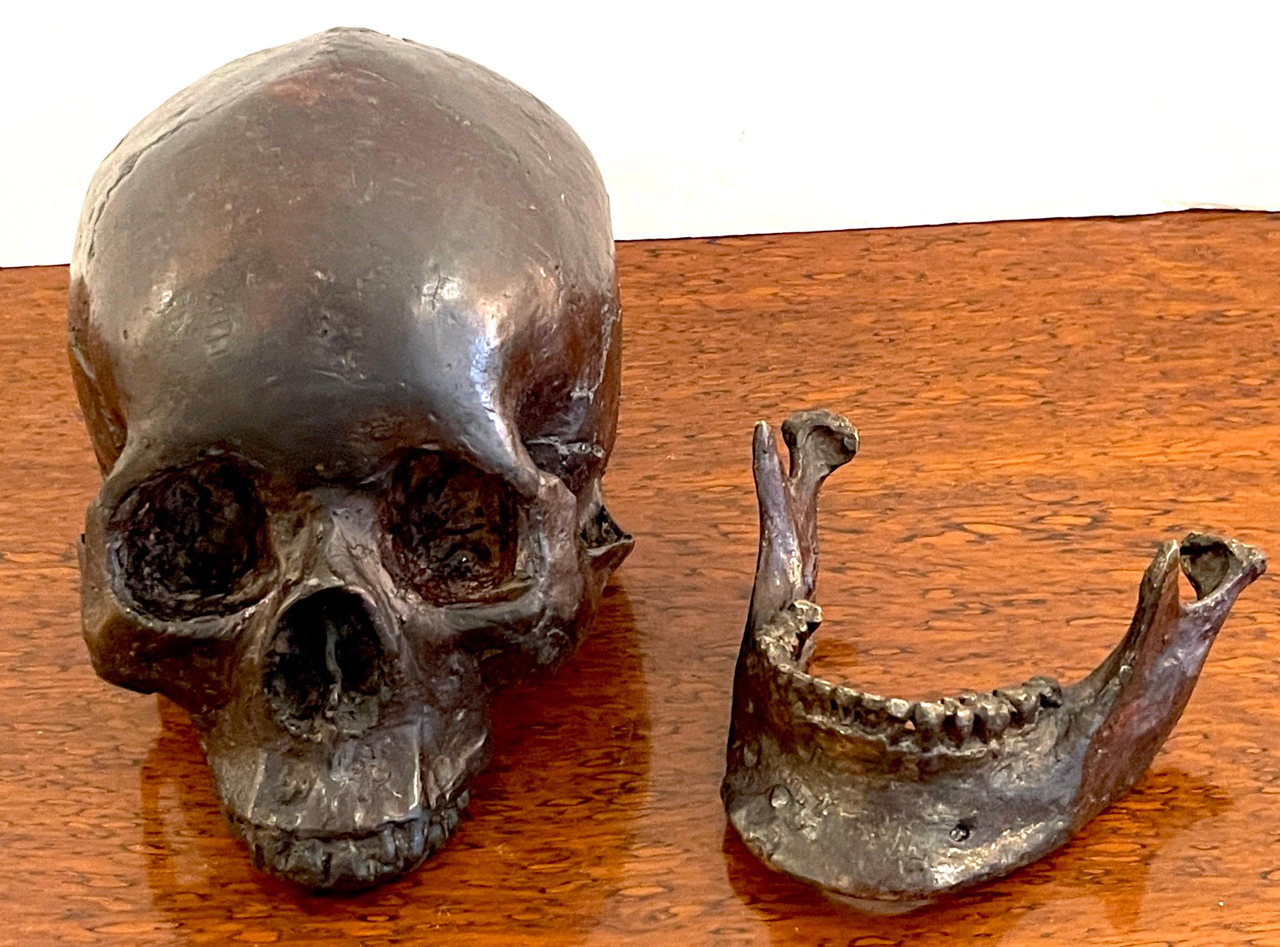 Modèle/sculpture en bronze moulé d'un crâne humain en vente 2
