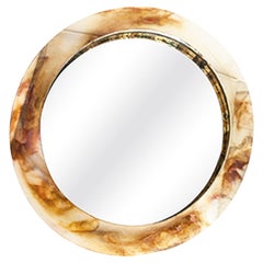 Zeitgenössischer Skulpturenspiegel „Life“ aus versilbertem Glas Sabrina, Birkenholz
