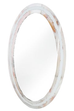 Life Contemporary modern wall Mirror, White Glass frame, art silver mirror