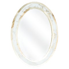 "Life" Contemporary wall Mirror, White Glass frame, art silvered, Central mirror