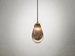 Life is a Long Song Pendant Lamp Mono in Solid Brass & Stardust Murano Glass