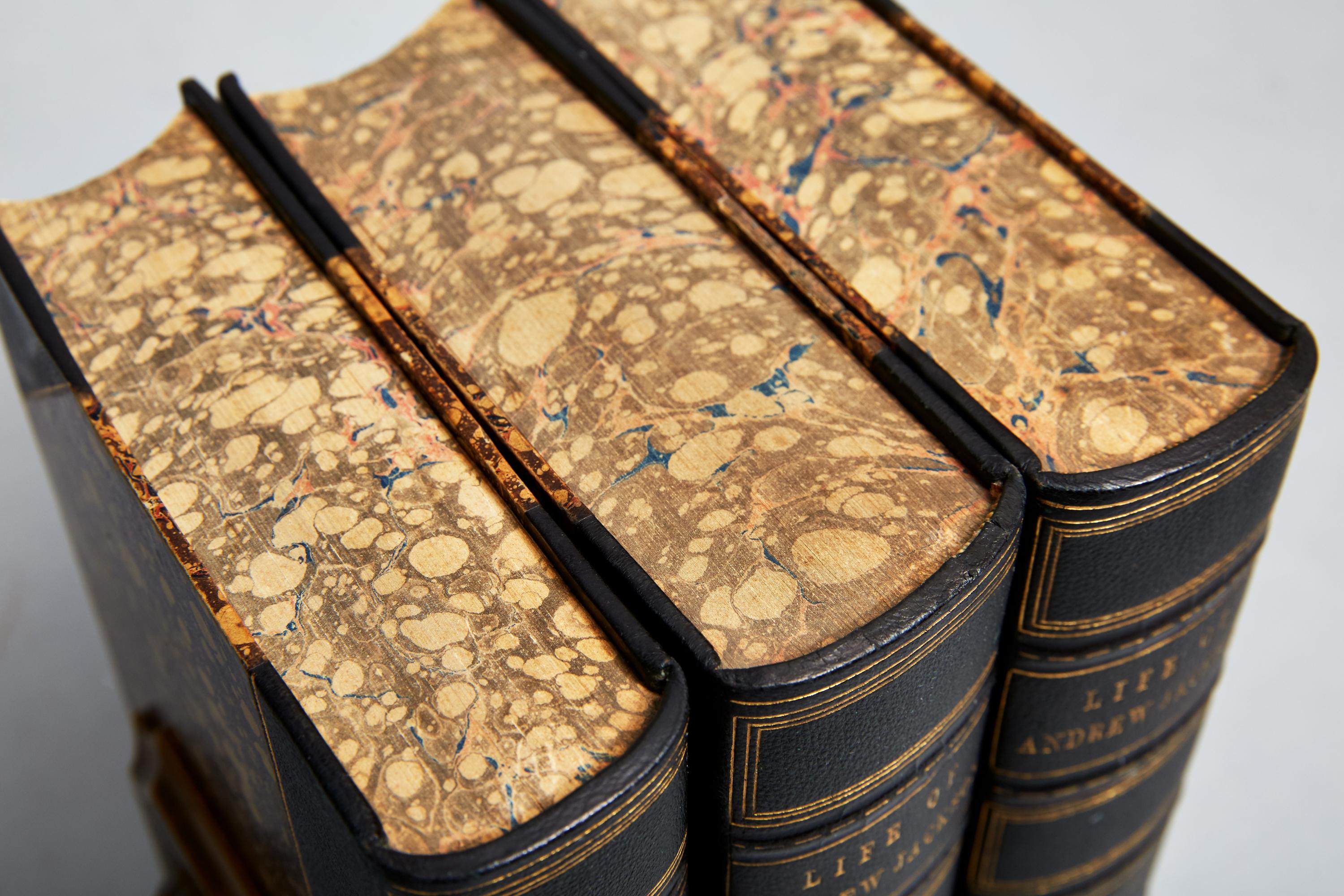 James Parton

3 volumes

Bound in 3/4 green morocco, marbled boards
And edges, raised bands, gilt panels, frontispiece in each volume

Published: New York
Mason Brothers, 1860 & 1864.