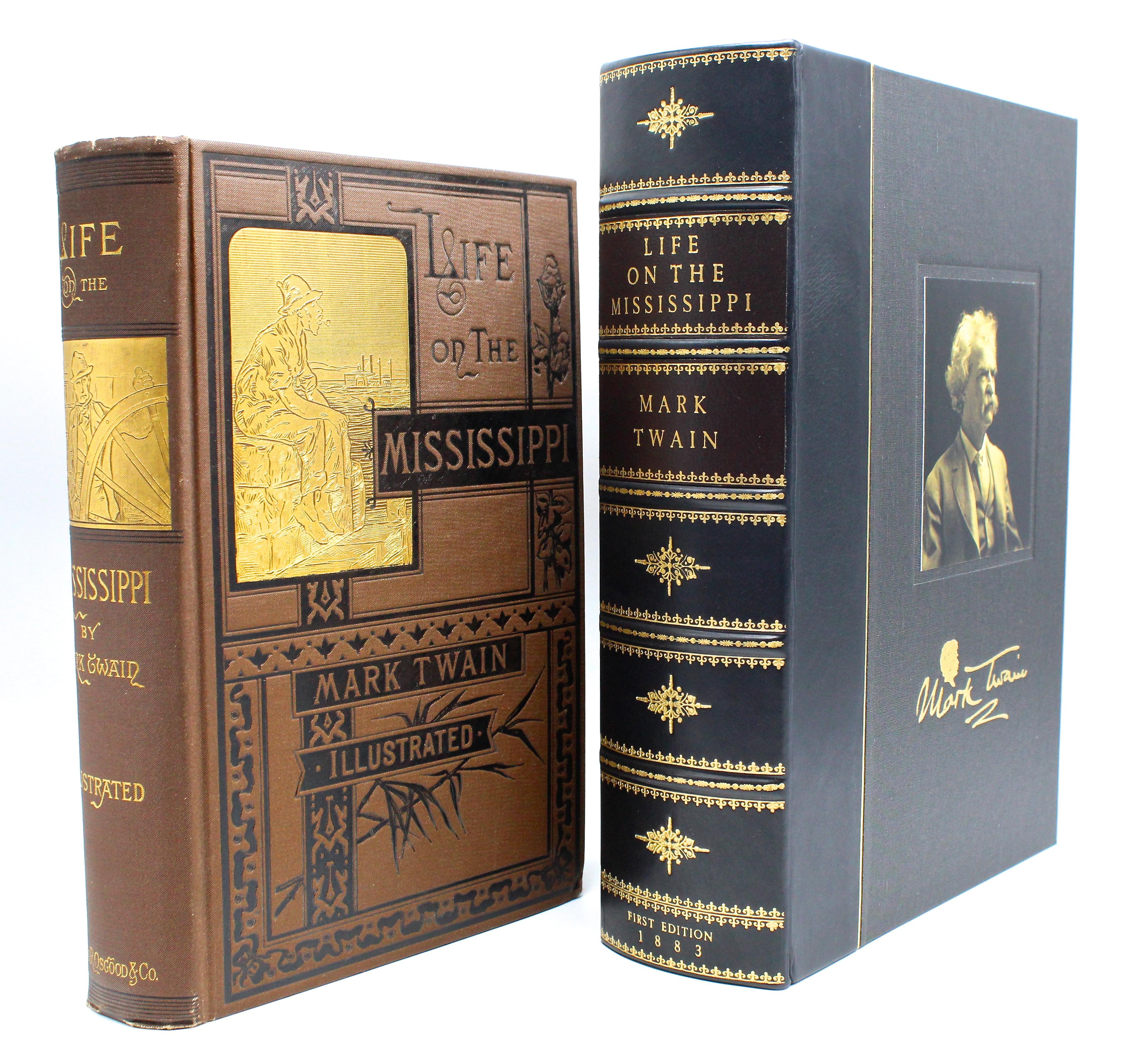 Twain, Mark. Life on the Mississippi. Boston: James R. Osgood and Co., 1883. First edition, second state, and illustrated. Presented in custom archival clamshell.

This first edition Life on the Mississippi by Mark Twain was published in 1883 by