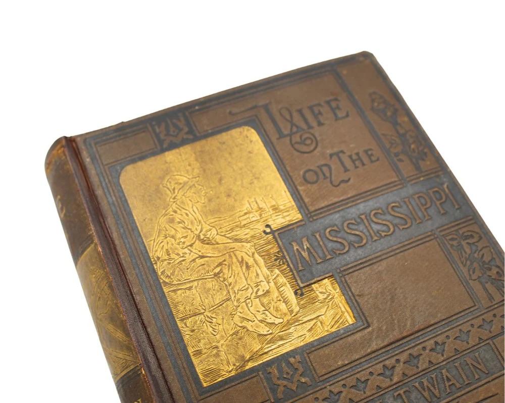 Embossed Life on the Mississippi by Mark Twain, First US Edition, Second State, 1883