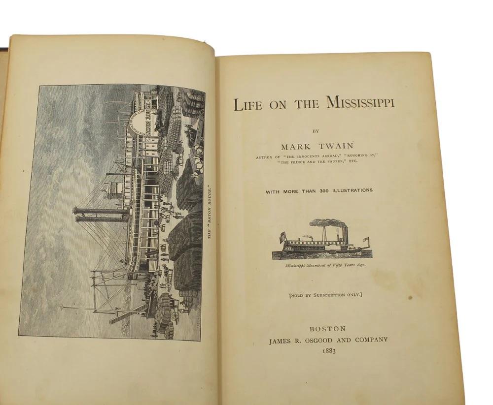 Late 19th Century Life on the Mississippi by Mark Twain, First US Edition, Second State, 1883