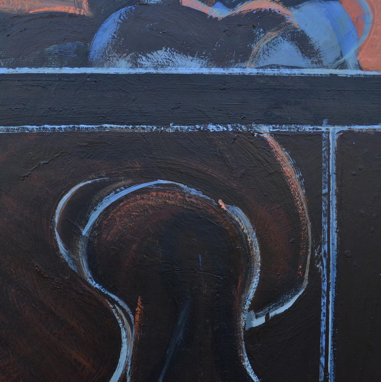 Mid-Century Modern Large Painting of Seated Figure in Blue by John Kaine, 1960's For Sale
