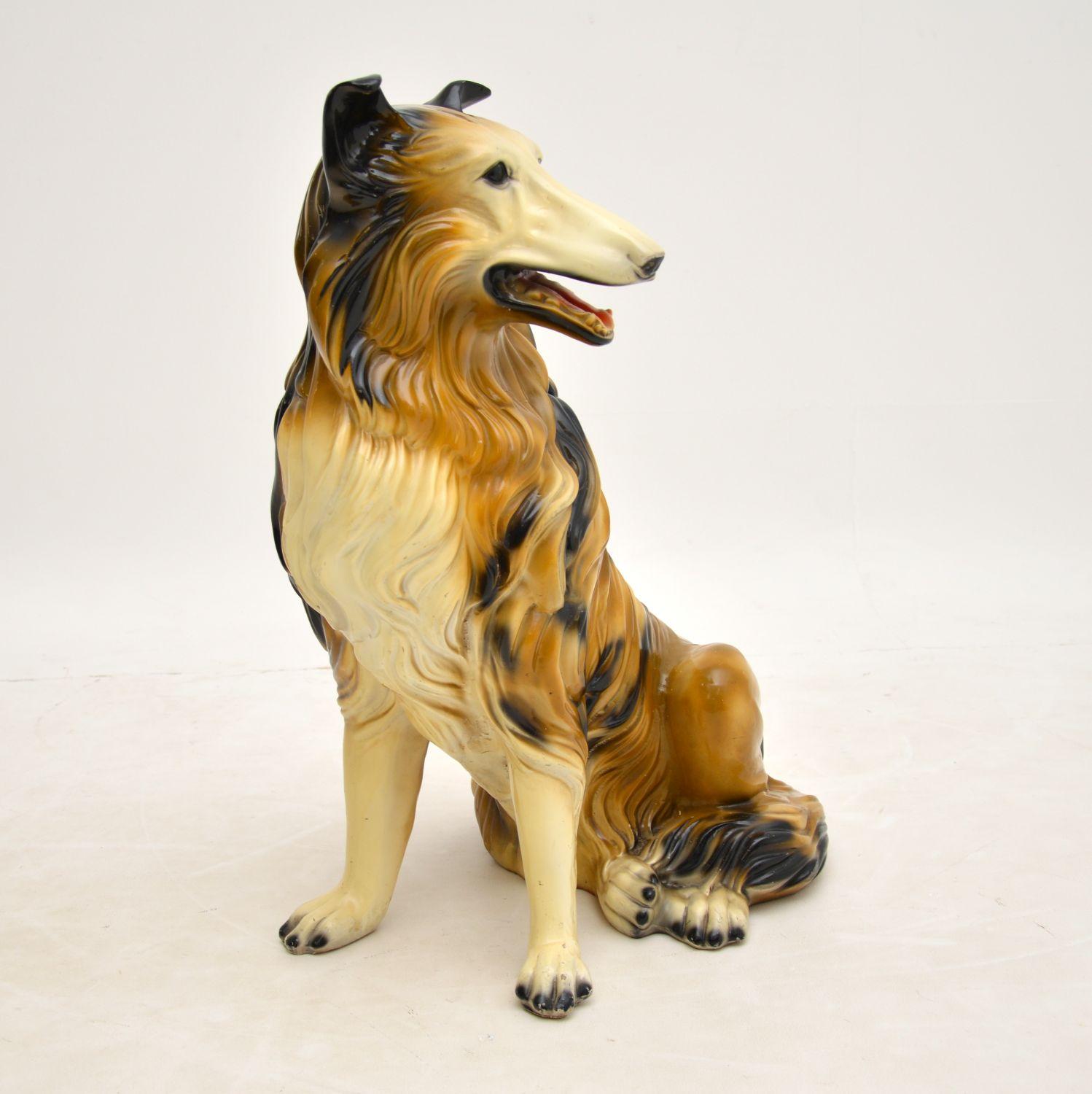 Lebensgroße Collie Hunde-Keramik-Skulptur, 1960er Jahre (Moderne der Mitte des Jahrhunderts) im Angebot