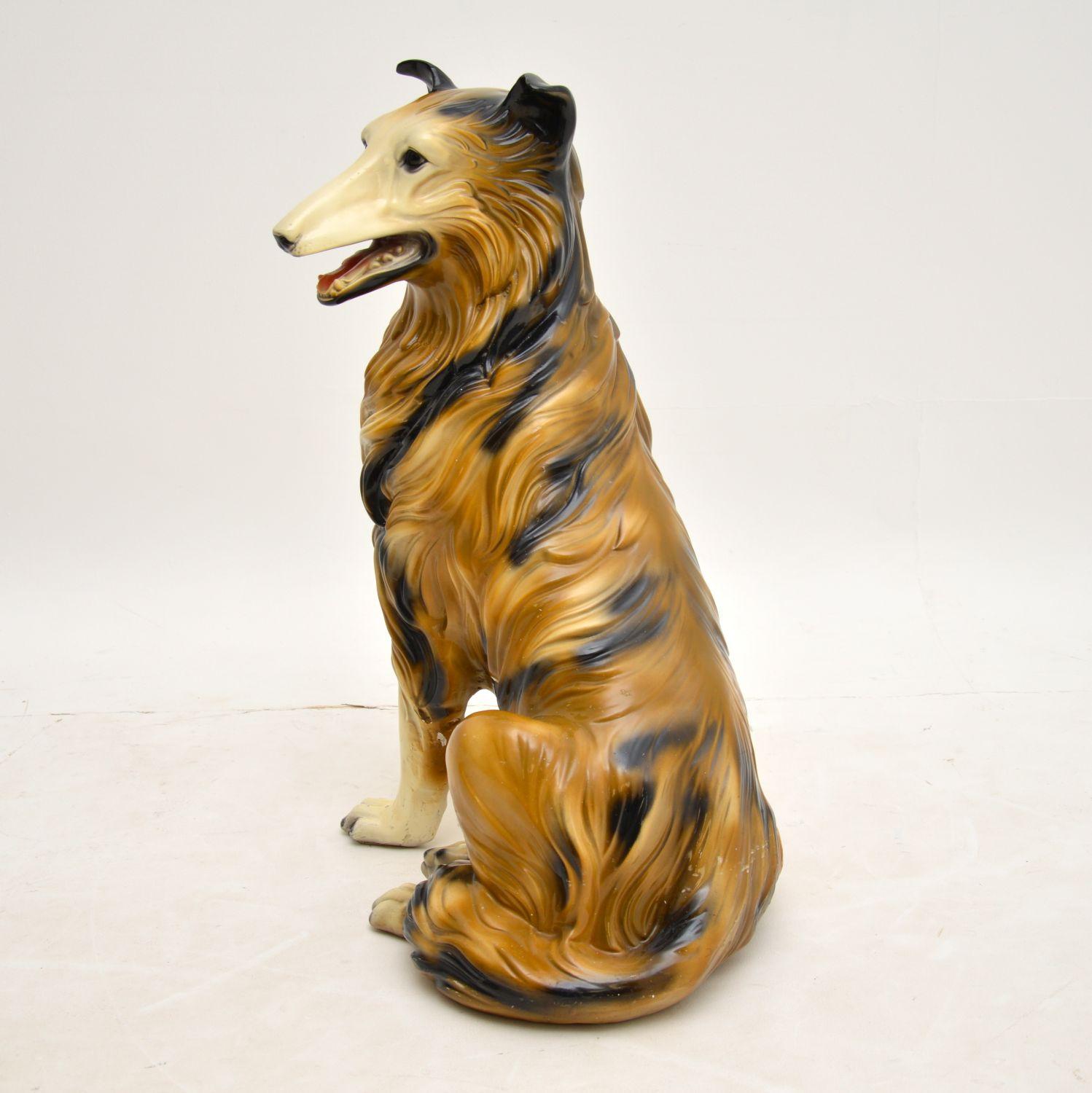 Lebensgroße Collie Hunde-Keramik-Skulptur, 1960er Jahre (Englisch) im Angebot