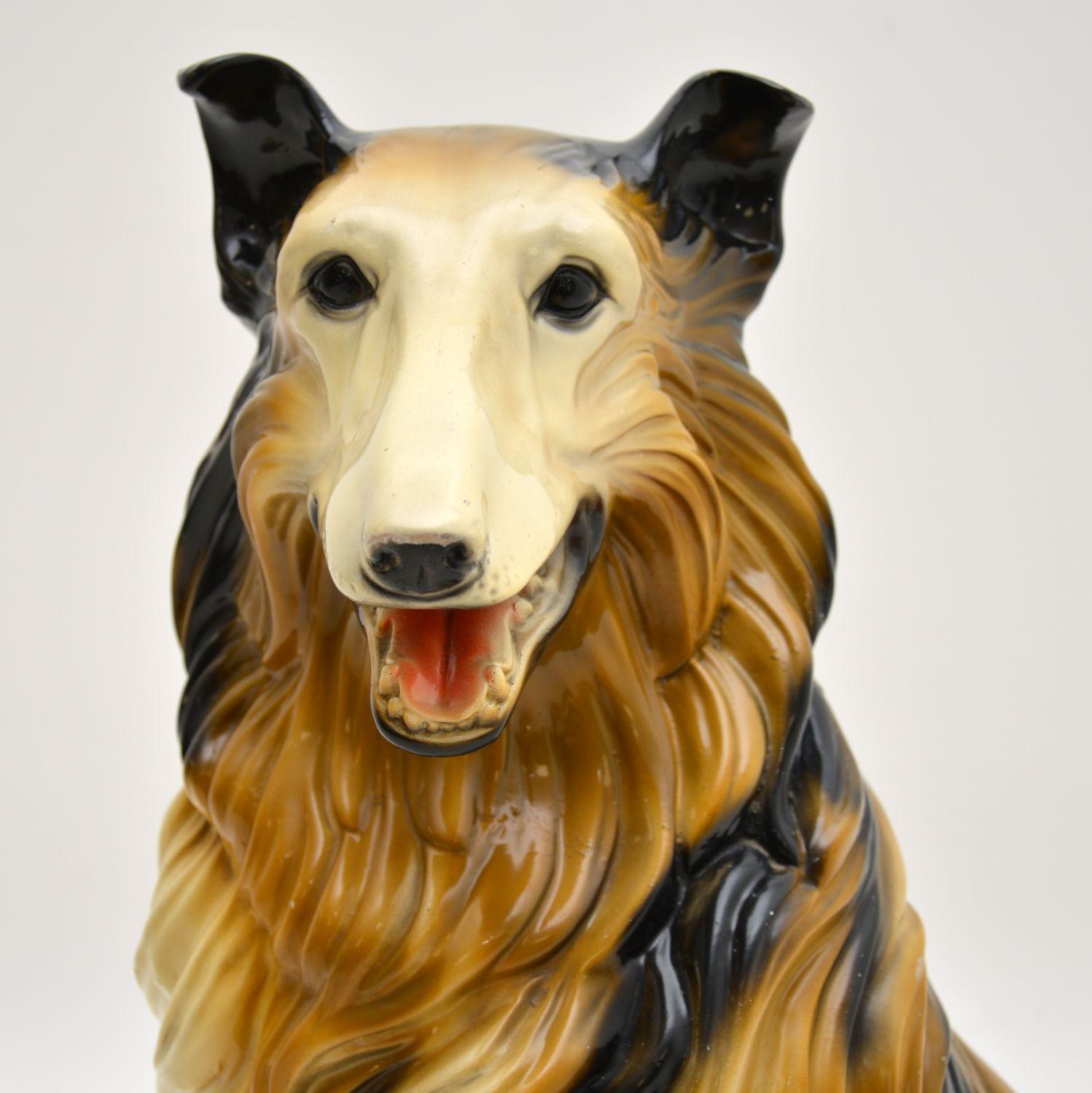 Lebensgroße Collie Hunde-Keramik-Skulptur, 1960er Jahre im Zustand „Gut“ im Angebot in London, GB