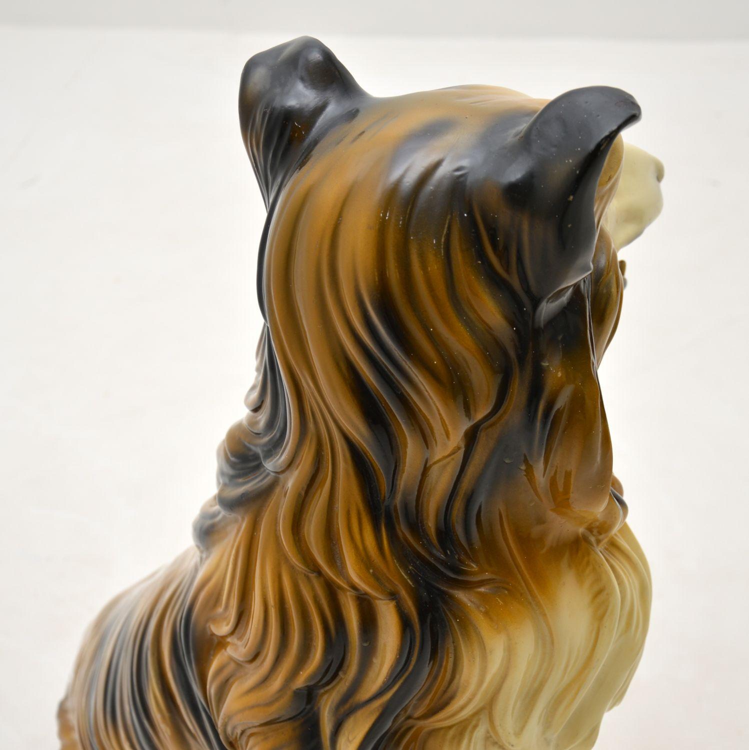Life Size 1960's Collie Dog Ceramic Sculpture In Good Condition For Sale In London, GB