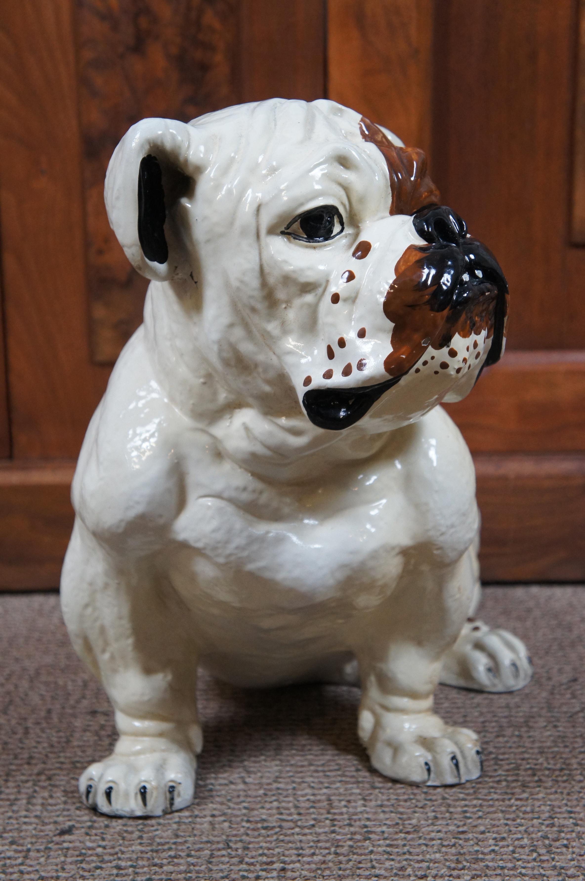 Life Size 1960s Marwal English Bulldog Chalkware Sculpture Statue Door Stop 3
