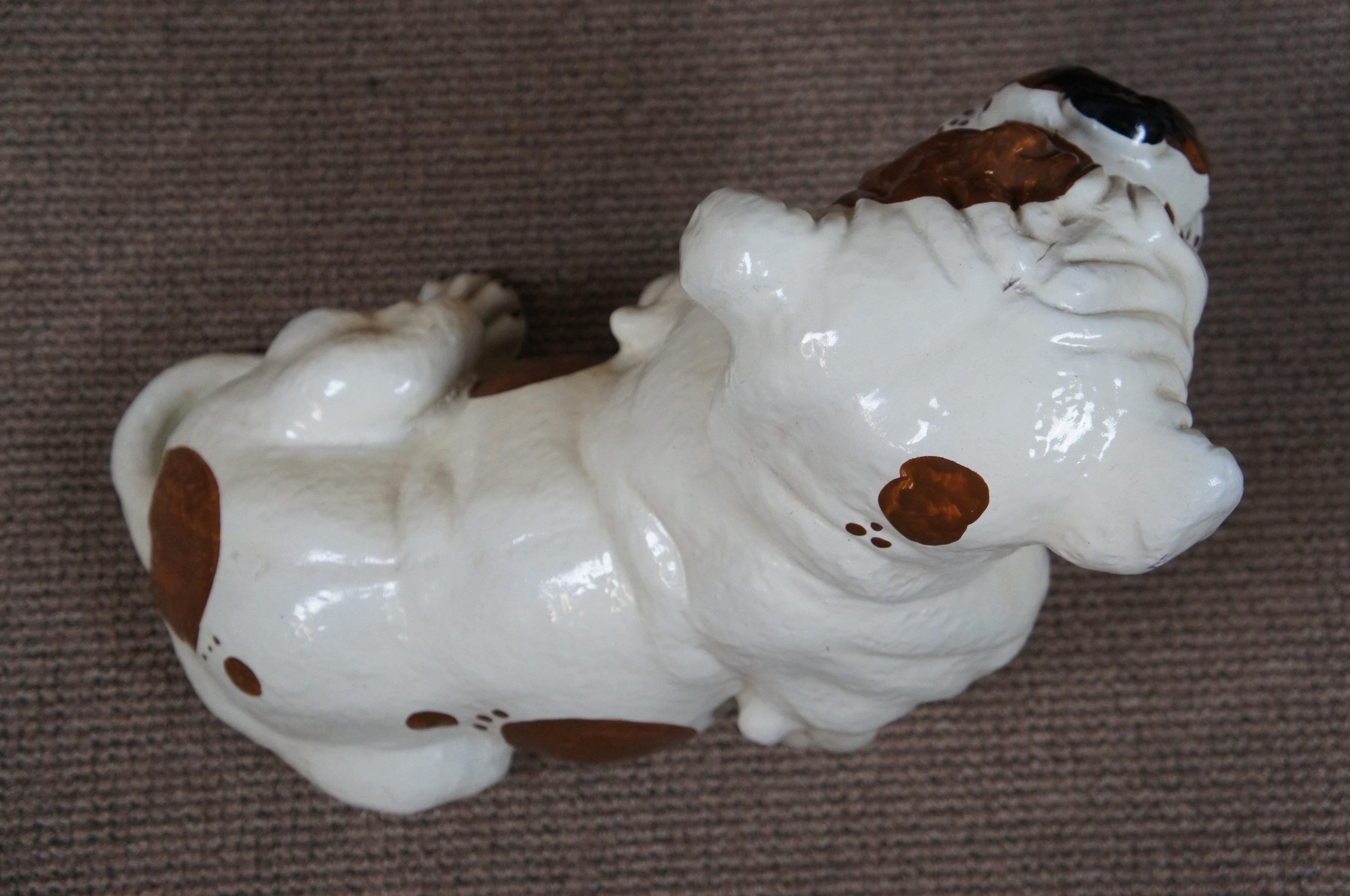 Life Size 1960s Marwal English Bulldog Chalkware Sculpture Statue Door Stop In Good Condition In Dayton, OH